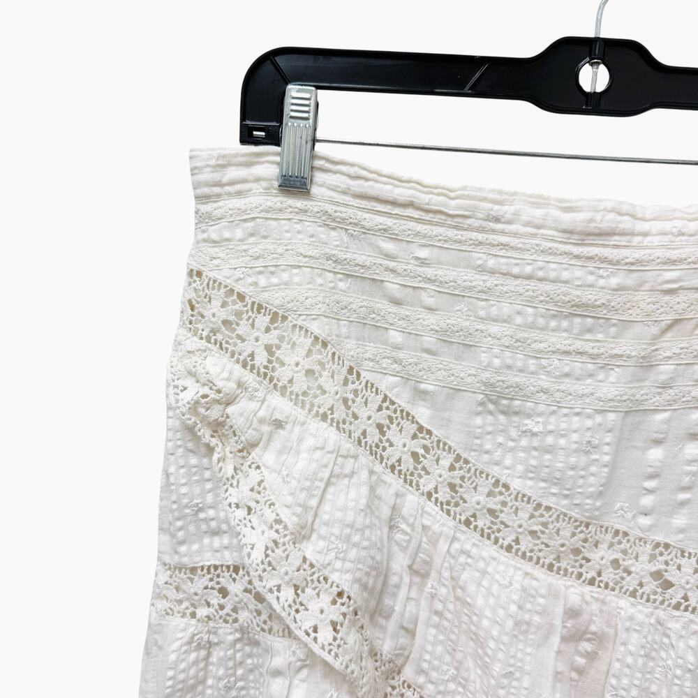 LoveShackFancy Ruffled Mini Skirt in Ivory White Women’s Size‎ Large - Picture 4 of 9